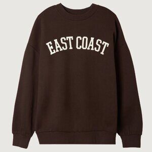 Oak Fort East Coast Brown Oversized Crewneck Sweatshirt in Large